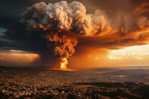 nuklear Dämmerung bedrohlich Wolken Vorausdeutung das stürmisch Nachwirkungen Über israelisch palästinensisch Gebiete foto