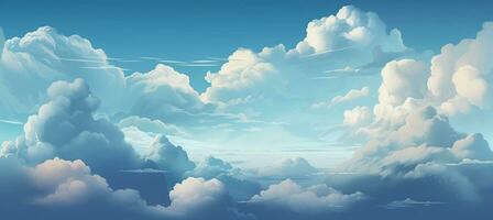 ein heiter und schön Blau Himmel Hintergrund, geschmückt mit Sanft Weiß Wolken sanft schwebend. friedlich Blau Himmel mit Wolken. generativ ai, foto