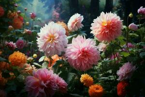 strahlend Sommer- Garten Blumen. generieren ai foto