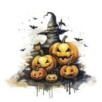 Aquarell Halloween Illustration auf Weiß Hintergrund. ai generiert foto