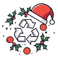 Recycling Symbol mit Santa Hut zum Öko Weihnachten foto