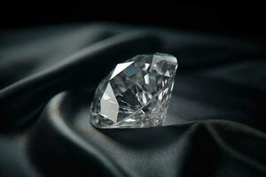 Diamant ist ein Selten kostbar natürlich geologisch Stein auf ein schwarz Hintergrund im niedrig Taste. ai generiert. foto