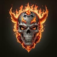 Kopf Schädel Feuer Maskottchen und Esport Spielen Logo, ai generiert foto