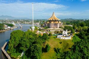 Landschaft von das direkt am Wasser von Sarawak Fluss im Kuching, Sarawak, Osten Malaysia foto