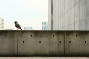 ein Vogel Sitzung auf ein Mauer generativ ai foto