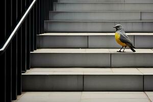 ein Vogel Stehen auf etwas Treppe generativ ai foto