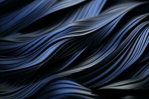 ein schwarz und Blau abstrakt Hintergrund mit wellig Linien generativ ai foto