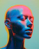 ein Digital Bild von ein Frauen Kopf generativ ai foto