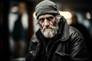 ein alt Mann mit ein Bart und ein Hut generativ ai foto