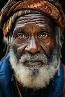 ein alt Mann mit ein Bart und Turban generativ ai foto