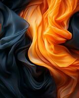 ein Orange und schwarz Stoff ist gezeigt im diese Bild generativ ai foto