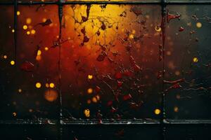 Blut Spritzer auf das Fenster von ein dunkel Zimmer generativ ai foto