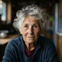 Porträt von ein Alten Frau generativ ai foto