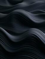 3d Rendern von schwarz Wellen auf ein schwarz Hintergrund generativ ai foto