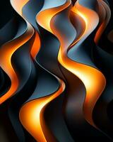 ein schwarz und Orange abstrakt Hintergrund mit wellig Linien generativ ai foto