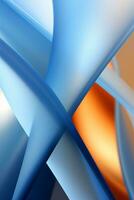 ein Blau und Orange abstrakt Hintergrund mit gebogen Linien generativ ai foto