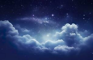Raum von Nacht Himmel mit Wolken und Sterne. generativ ai foto