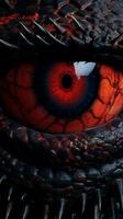 ein schließen oben von das Auge von ein Drachen generativ ai foto