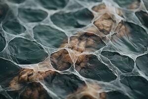 ein schließen oben Aussicht von das Oberfläche von Wasser generativ ai foto