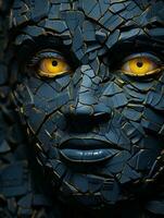 ein Frauen Gesicht gemacht aus von gebrochen Stücke von Glas generativ ai foto
