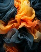 ein abstrakt Bild von ein schwarz Orange und Gelb Stoff generativ ai foto