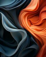 ein abstrakt Bild von ein Blau Orange und schwarz Stoff generativ ai foto
