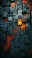 ein abstrakt Bild von ein Backstein Mauer mit Orange und schwarz Farben generativ ai foto