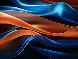 ein abstrakt Bild von Blau und Orange Stoff generativ ai foto