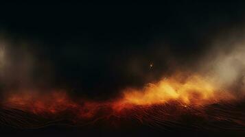 ein abstrakt Bild von Feuer und Rauch auf ein schwarz Hintergrund generativ ai foto