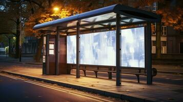 Gelegenheit zum Werbetreibende beim lokal Bus stoppen. generativ ai foto