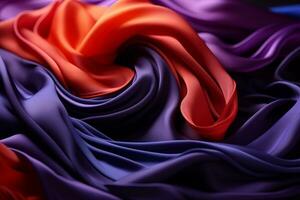 lila rot und Blau Satin- Stoff generativ ai foto