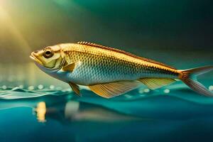 golden Fisch Schwimmen im das Ozean. KI-generiert foto