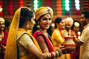 indisch Hochzeit Zeremonie. KI-generiert foto
