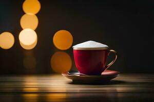 ein Cappuccino Tasse mit Schaum auf das oben. KI-generiert foto