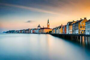 Foto Hintergrund das Himmel, Wasser, Stadt, Europa, Kopenhagen, Dänemark, Die. KI-generiert