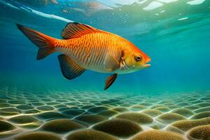 ein Fisch Schwimmen im das Ozean. KI-generiert foto