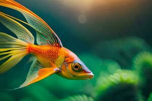ein Fisch mit hell Orange und Gelb Flossen. KI-generiert foto
