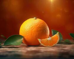 reif Orange Obst mit Wassertropfen isoliert auf schwarz Hintergrund. ai generiert foto