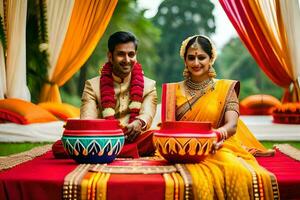 indisch Hochzeit Fotografie im Delhi. KI-generiert foto