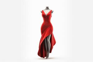 ai generativ modisch rot Kleid auf ein Mannequin. 3d Rendern foto
