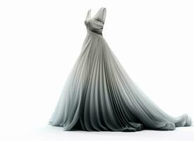 ai generativ Hochzeit Kleid auf ein Weiß Hintergrund. 3d Wiedergabe. foto