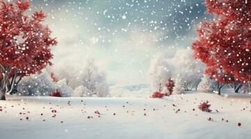 Winter Jahreszeit Schneeflocken fallen von Bäume Landschaft foto