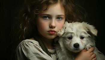 süß Hund und Kind, klein Haustiere, Porträt von Tier Freundschaft generiert durch ai foto