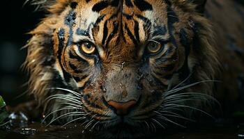 majestätisch Tiger, heftig Blick, wild Schönheit, Natur fesselnd Meisterstück generiert durch ai foto