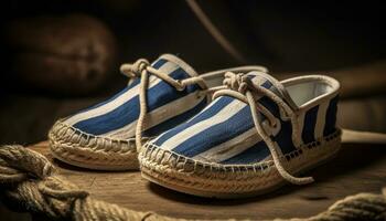 modisch Leder Schuhe mit Schnürsenkel, ein perfekt Paar zum Sport generiert durch ai foto