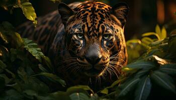majestätisch Bengalen Tiger, gestreift Schönheit, starren mit wilde Katze Augen generiert durch ai foto