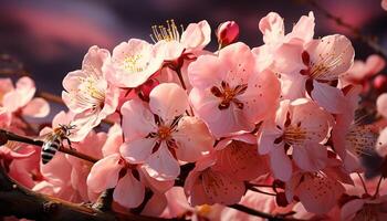 Blume Blüte, Natur Schönheit im Frühling, beschwingt Farben, Liebe generiert durch ai foto