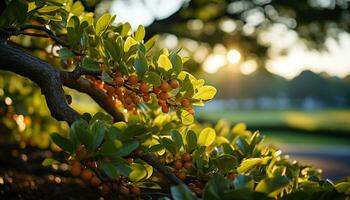 Natur Schönheit Blatt, Baum, Sommer, Anlage, Grün, Frische, Zweig, Jahreszeit generiert durch ai foto