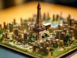 ai generiert Miniatur Paris auf ein Hauptplatine foto