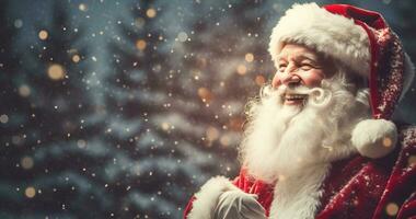 Glück Mann Winter Lächeln Weihnachten Santa Weihnachtszeit Schnee Urlaub Jahr Weihnachten rot Bart foto
